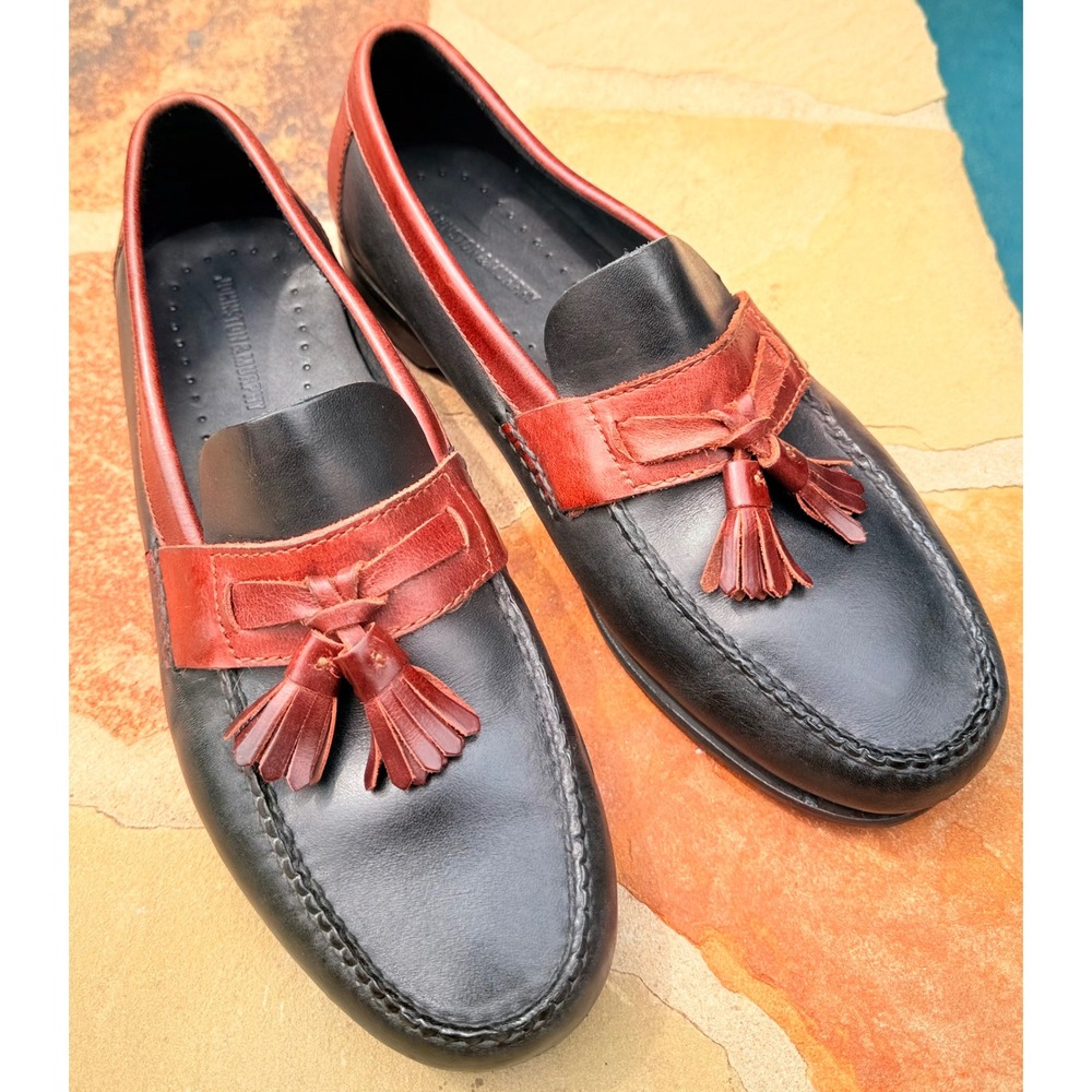 Johnston & Murphy Aragon II Kiltie Tassel Loafers Mens 11D Black Burgundy